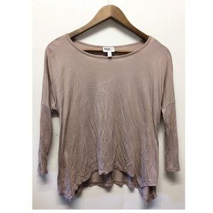 Page VI Stitch Fix | Pink Beige Asymmetrical Half Sleeve Top •